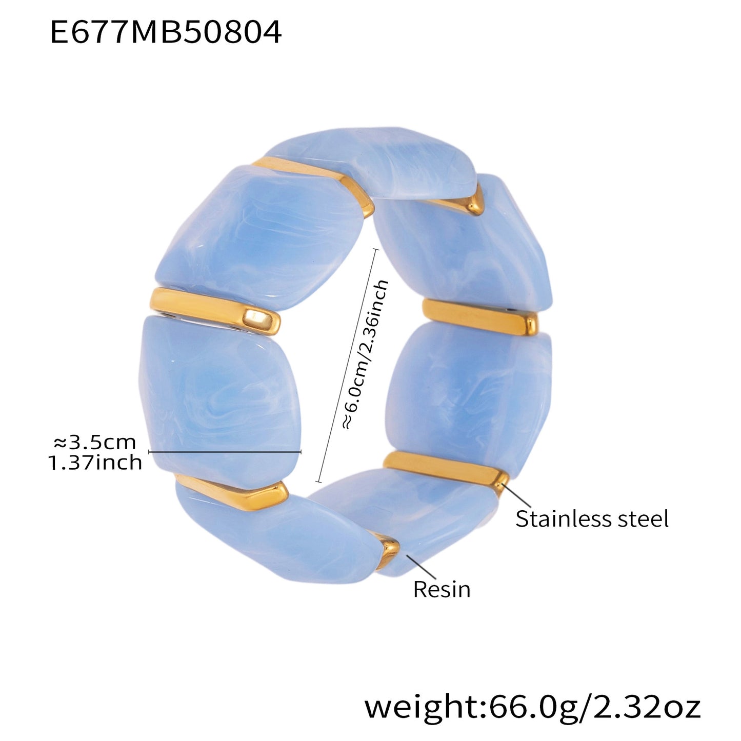New Colorful Candy-colored Resin Wide Elastic Bracelet