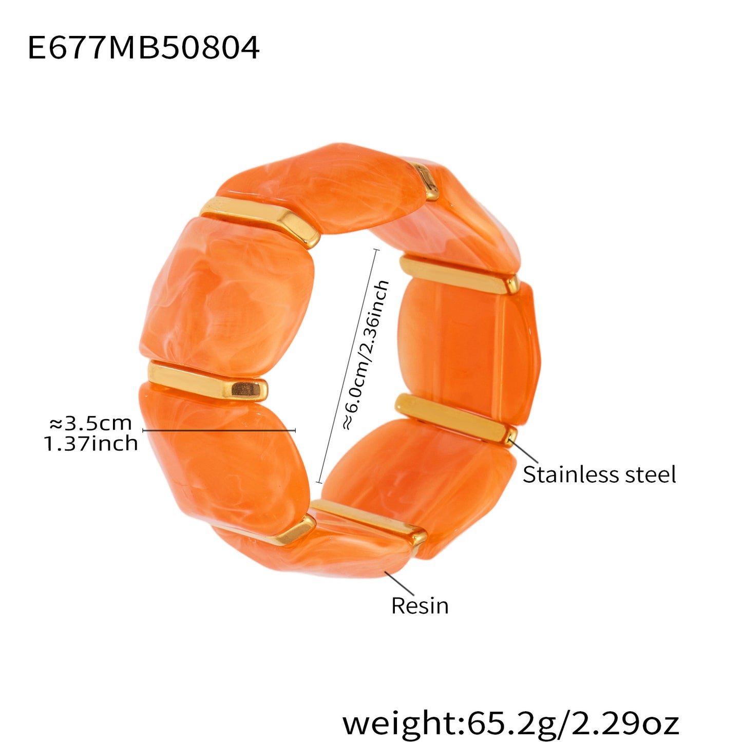 New Colorful Candy-colored Resin Wide Elastic Bracelet