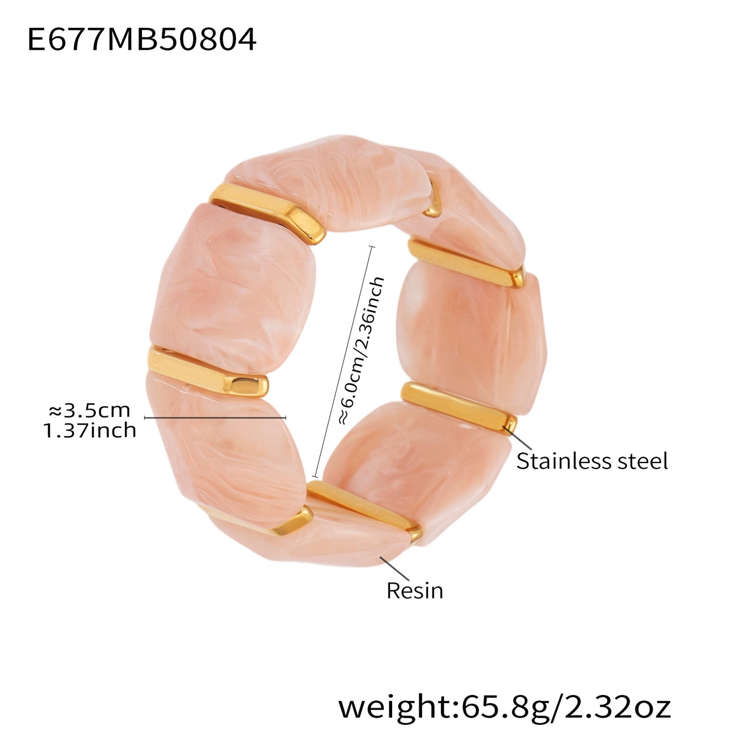 New Colorful Candy-colored Resin Wide Elastic Bracelet