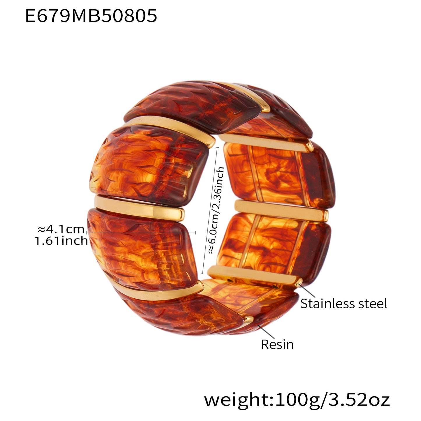Irregular Texture Wide Resin Stretch Bracelet For Women