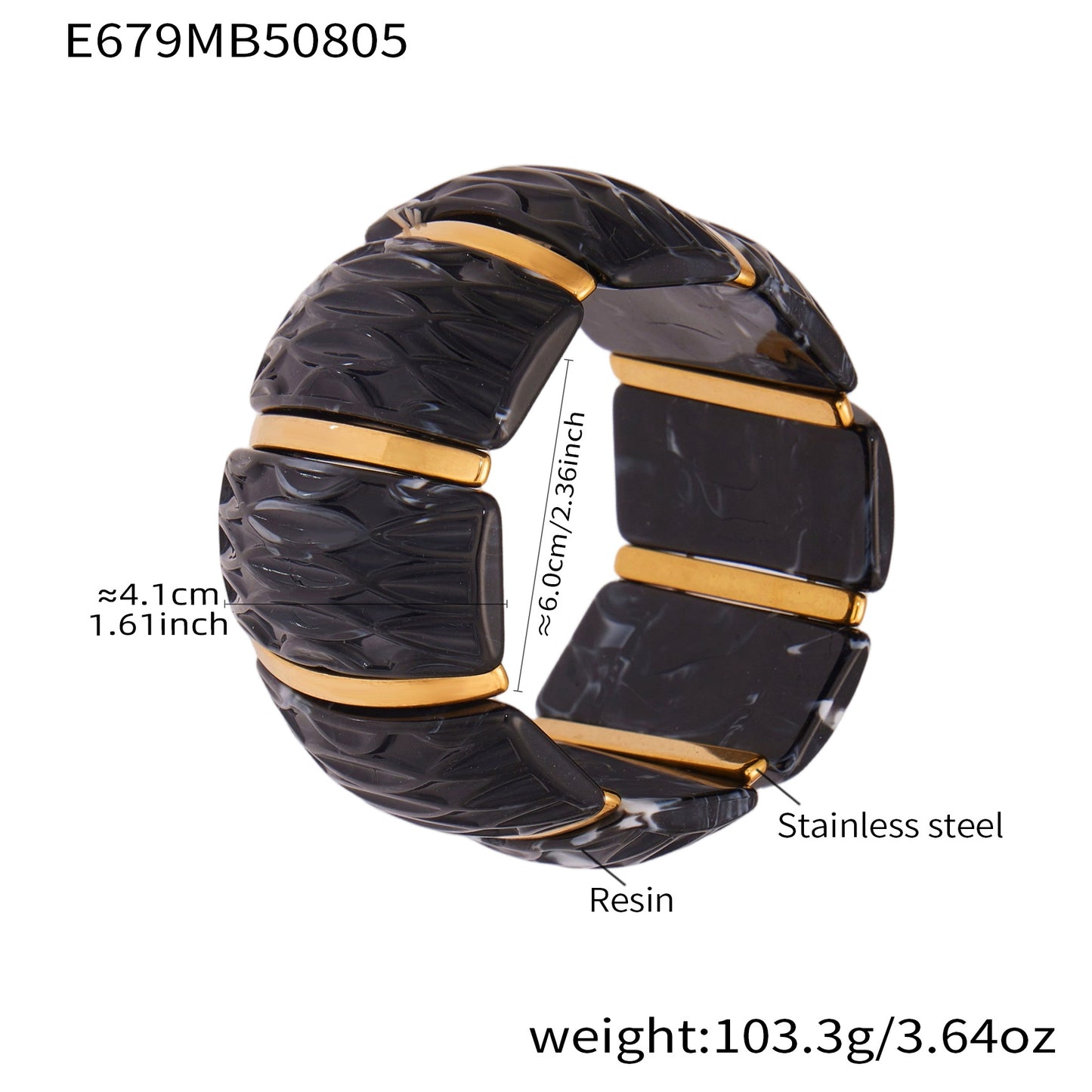 Irregular Texture Wide Resin Stretch Bracelet For Women