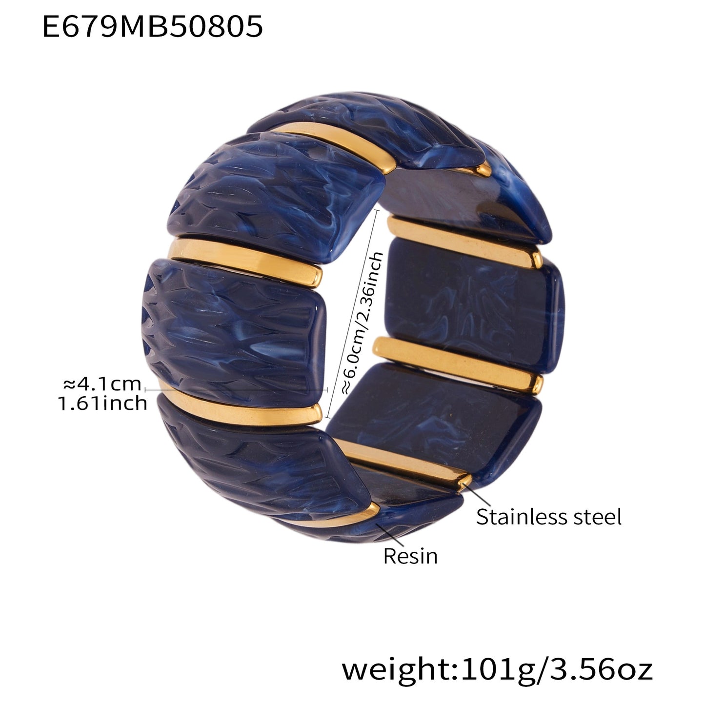 Irregular Texture Wide Resin Stretch Bracelet For Women