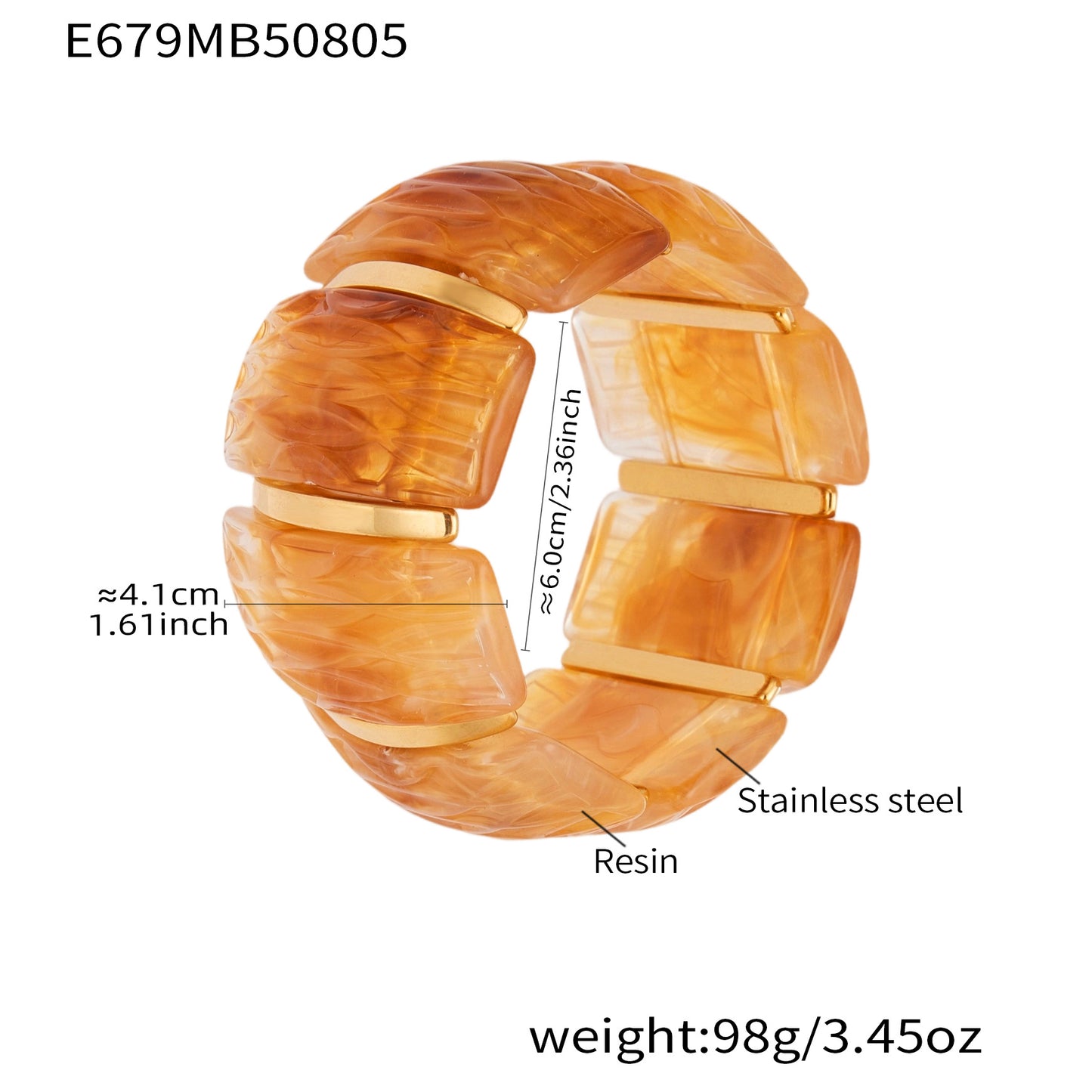 Irregular Texture Wide Resin Stretch Bracelet For Women