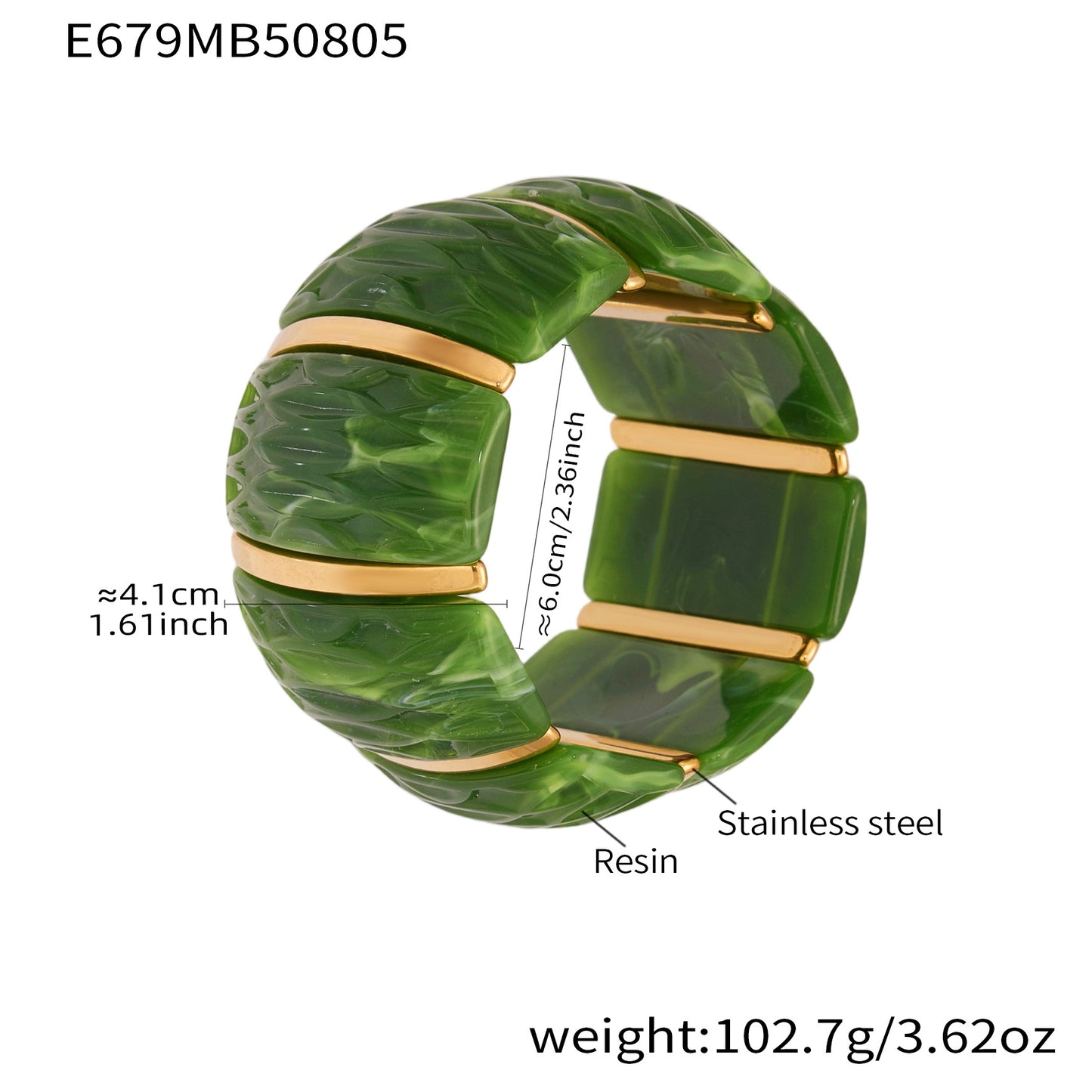 Irregular Texture Wide Resin Stretch Bracelet For Women