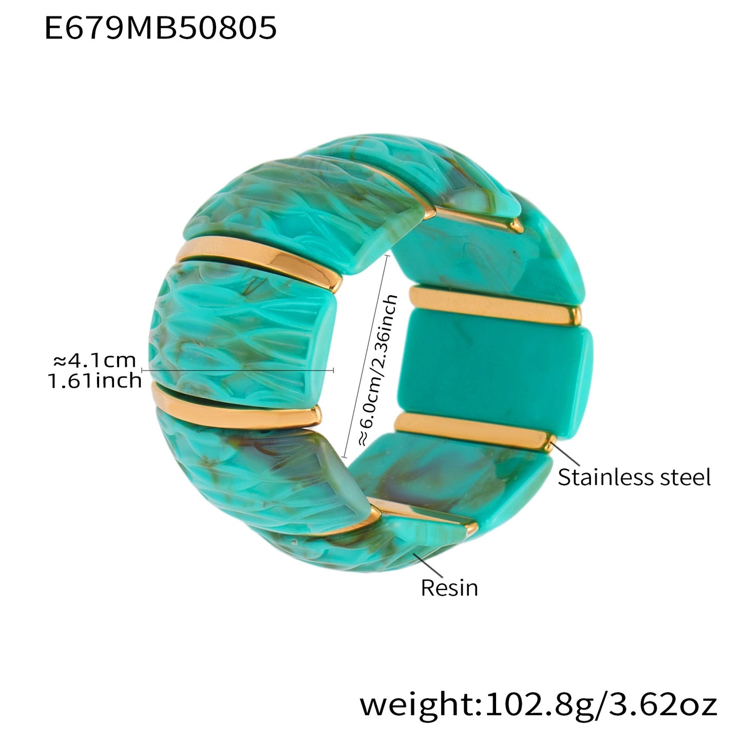 Irregular Texture Wide Resin Stretch Bracelet For Women
