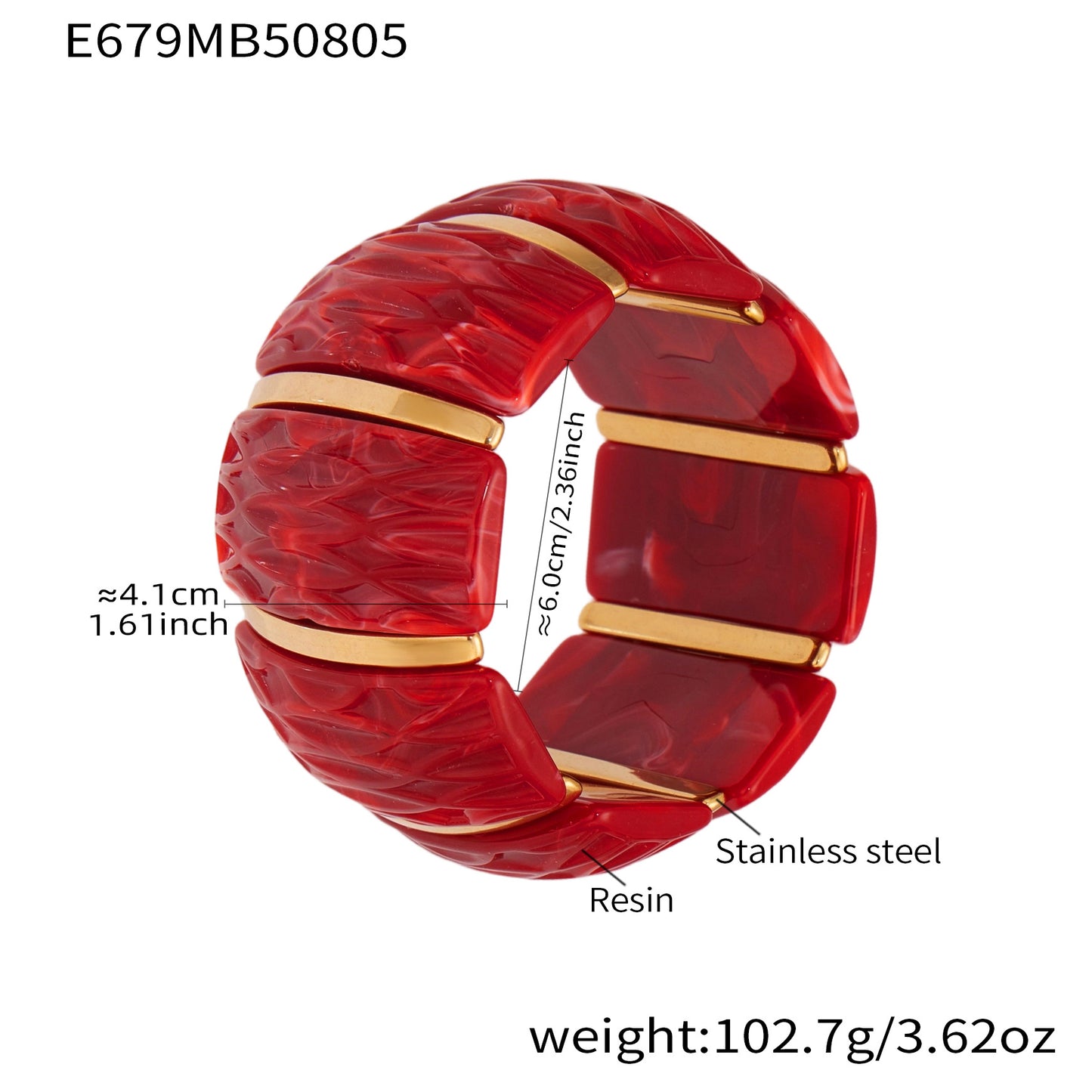 Irregular Texture Wide Resin Stretch Bracelet For Women