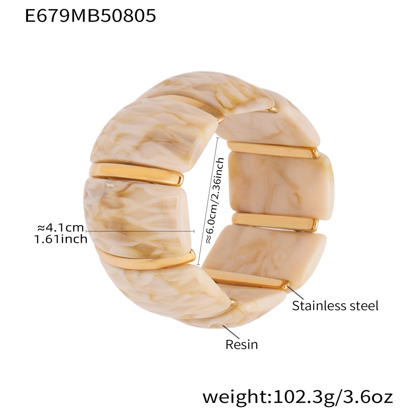 Irregular Texture Wide Resin Stretch Bracelet For Women