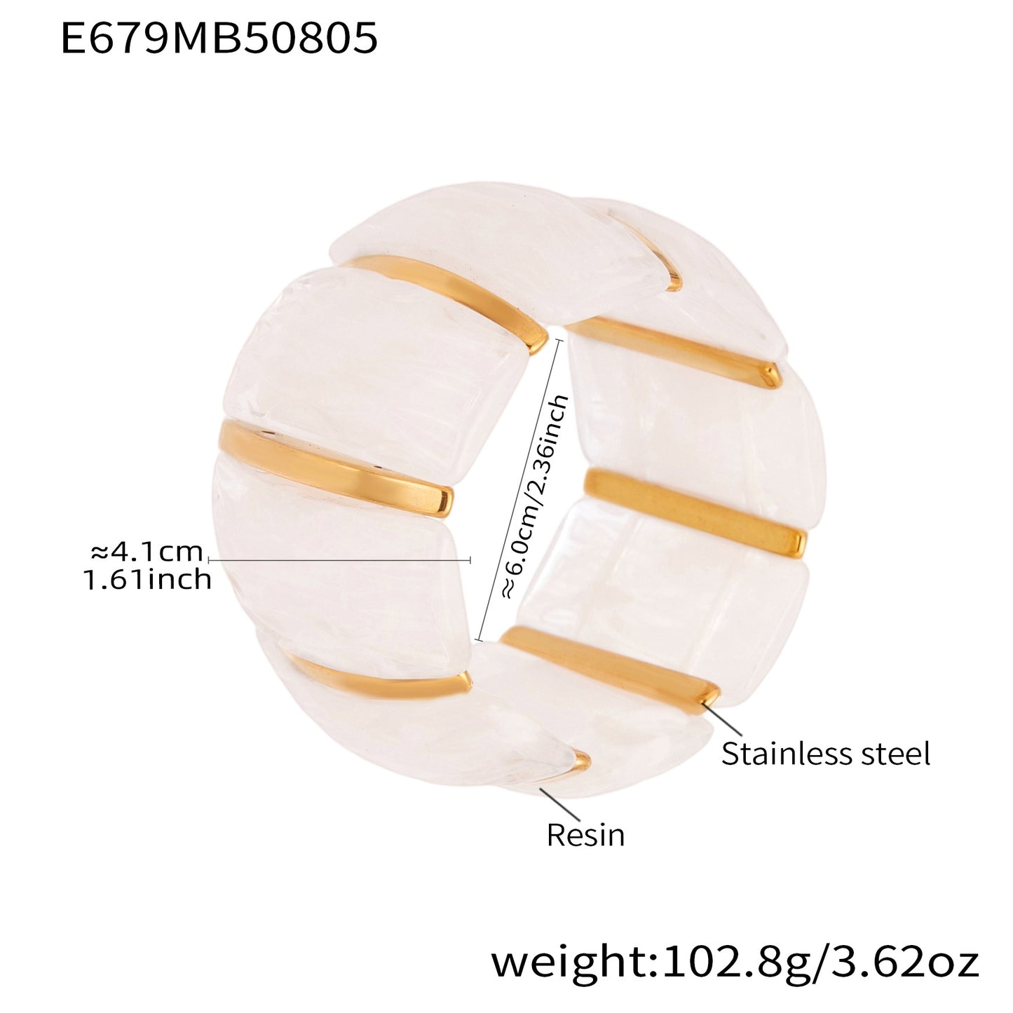Irregular Texture Wide Resin Stretch Bracelet For Women