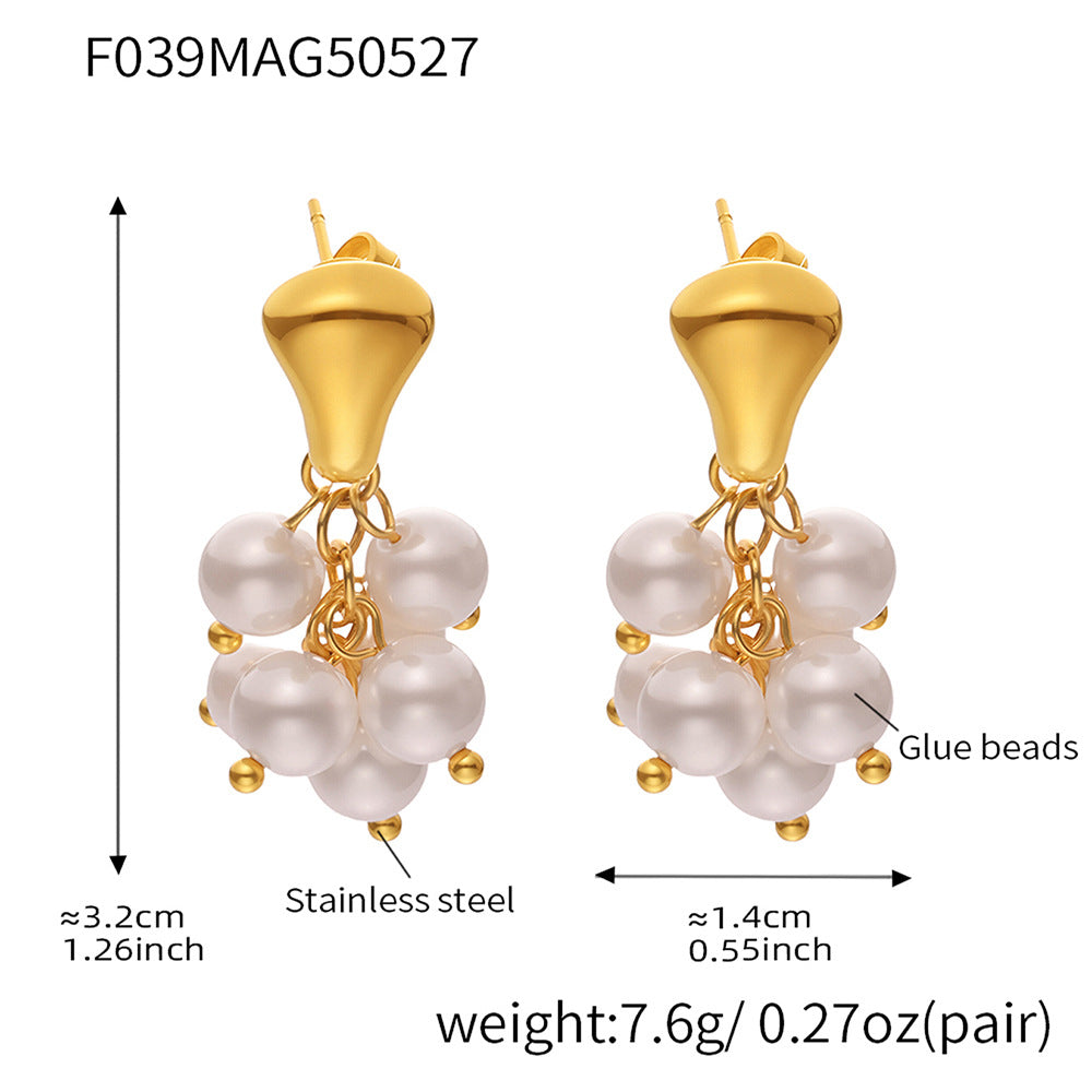 Pendientes de uva de piedra natural de acero inoxidable