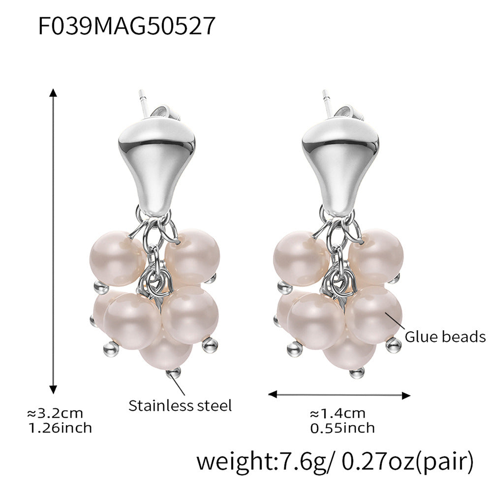 Stainless Steel Natural Stone Grape Earrings