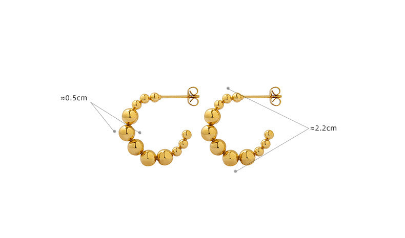 C Shape Bead Earrings Stainless Steel