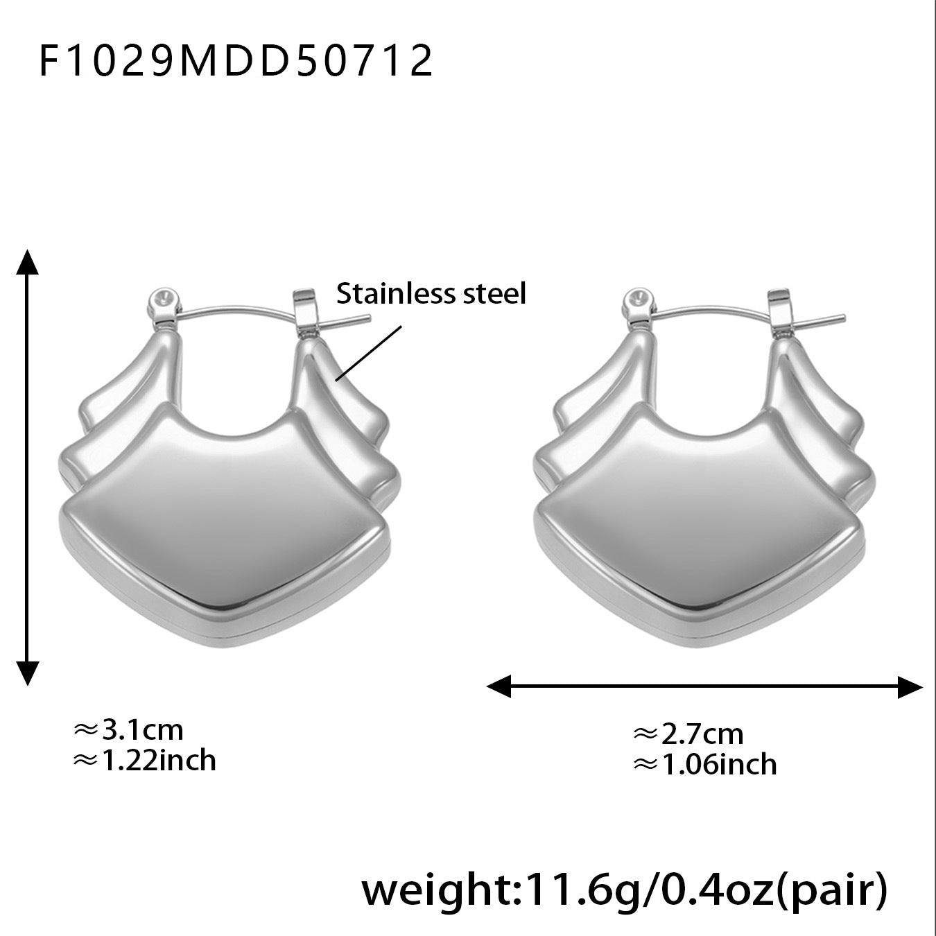 18K Gold Geometric Earrings Stainless Steel