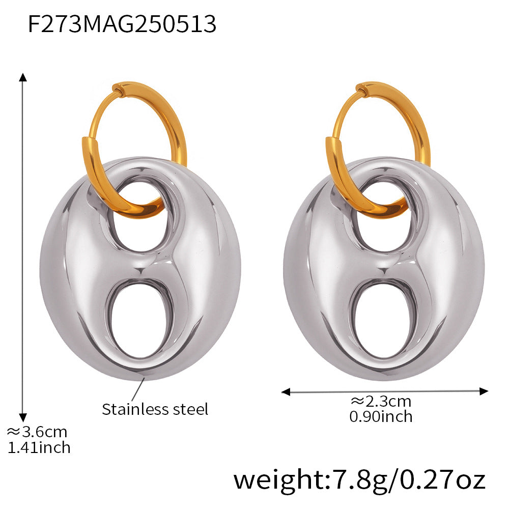 Coffee Bean Design Stainless Steel Earrings For Women