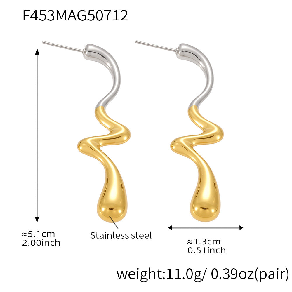 Irregular Teardrop Earrings Stainless Steel