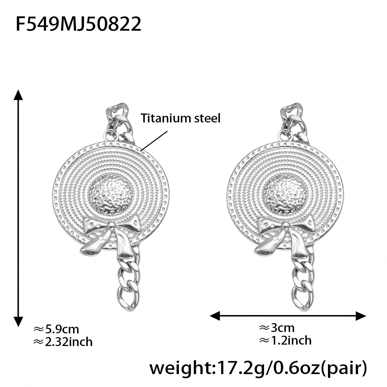 Holiday-style Bow Hat Tassel Earrings Stainless Steel