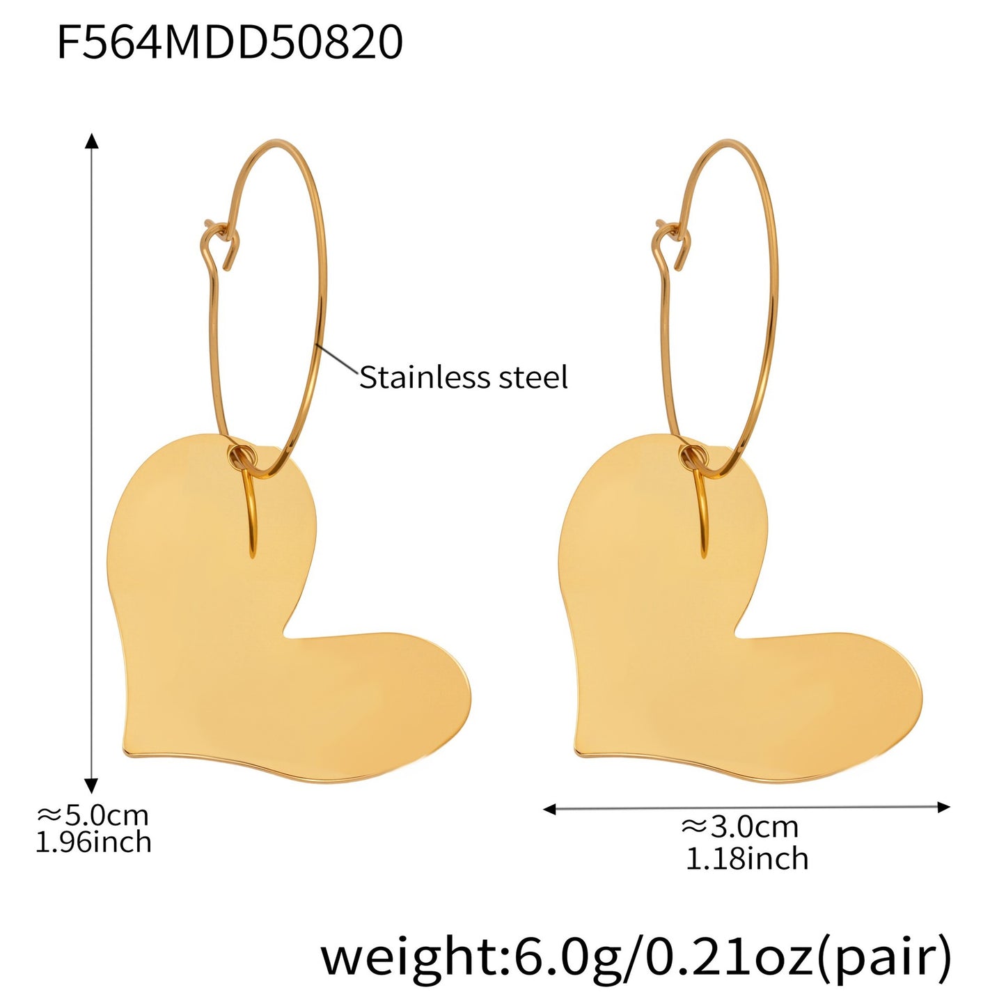 Glossy Heart Resin Flower Earrings PVD plated Stainless Steel