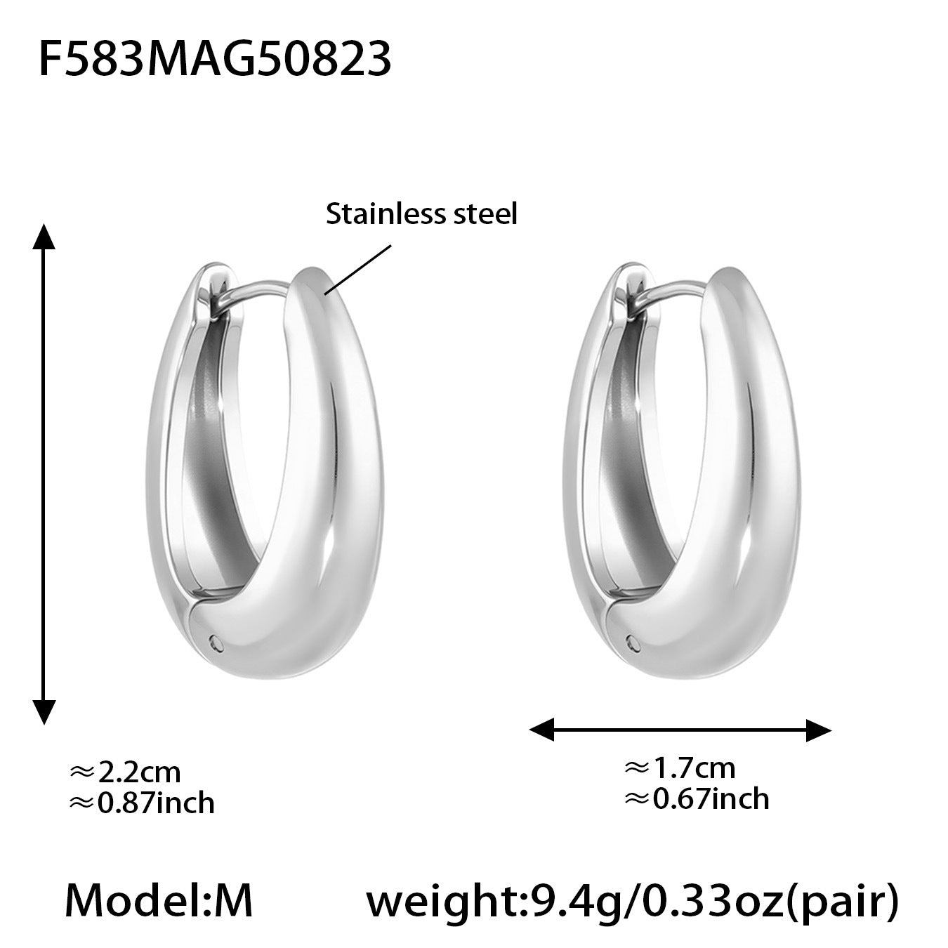 18k Gold-plated U-shaped Earrings Stainless Steel