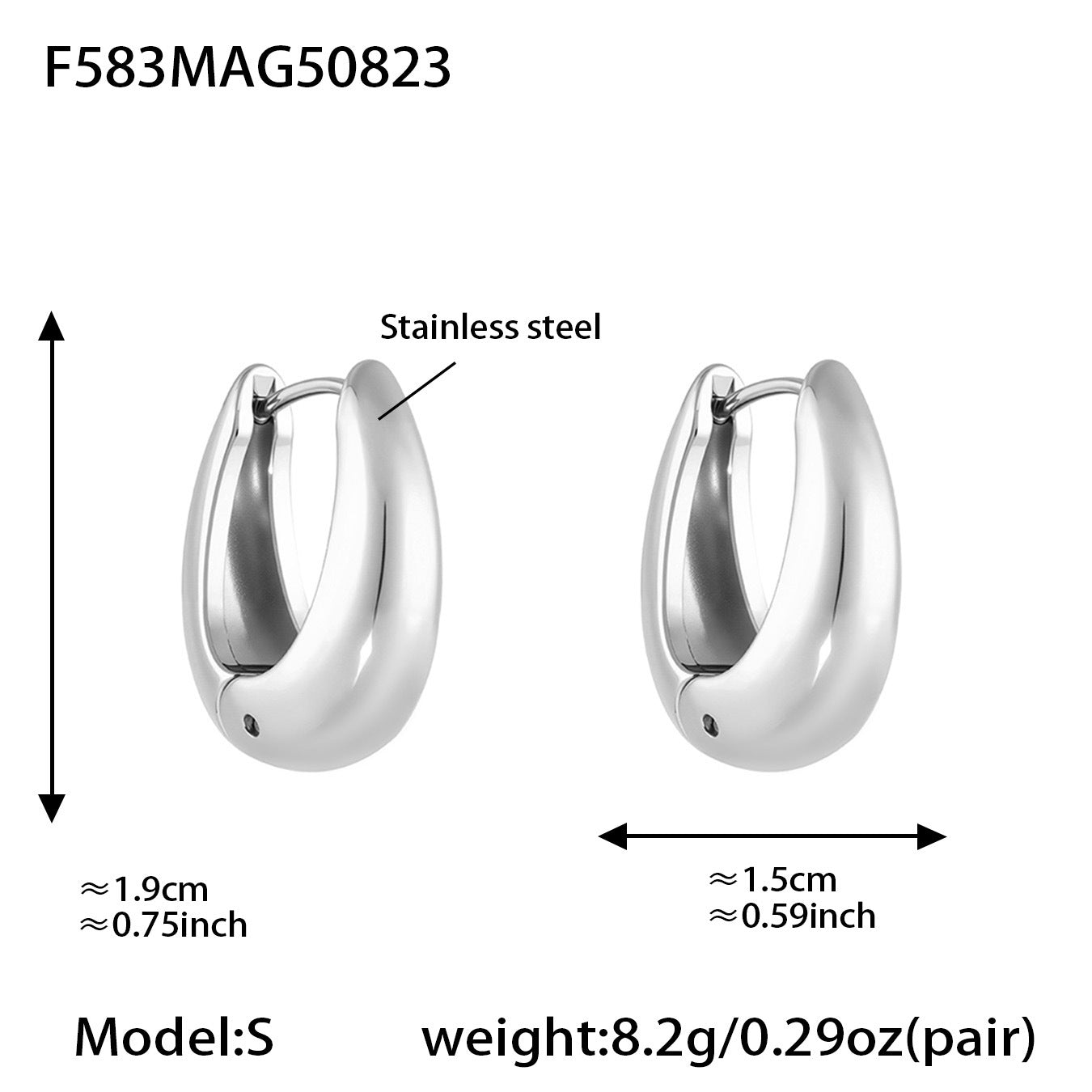 18k Gold-plated U-shaped Earrings Stainless Steel