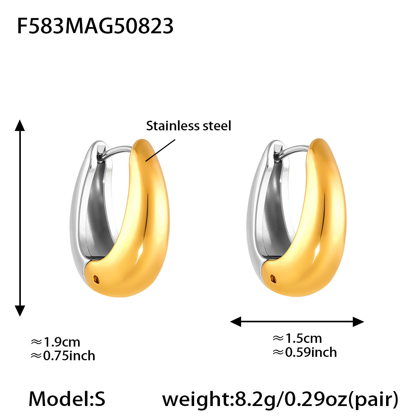 18k Gold-plated U-shaped Earrings Stainless Steel