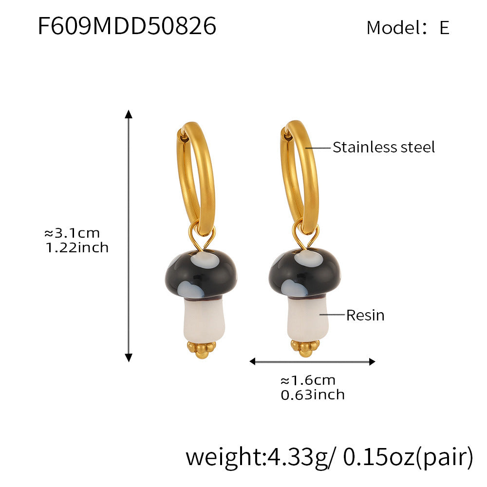 Cute Polka Dot Mushroom Shape Resin Earrings