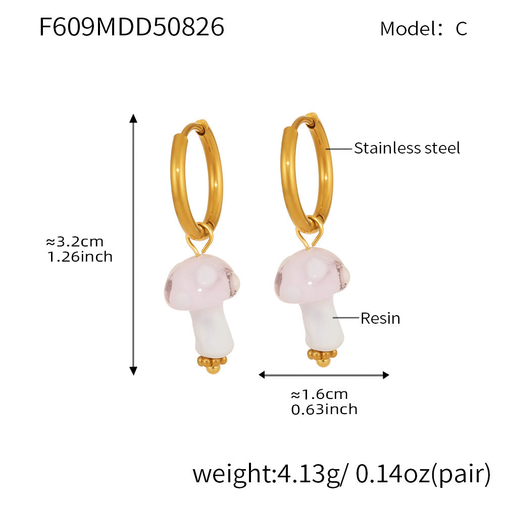 Cute Polka Dot Mushroom Shape Resin Earrings