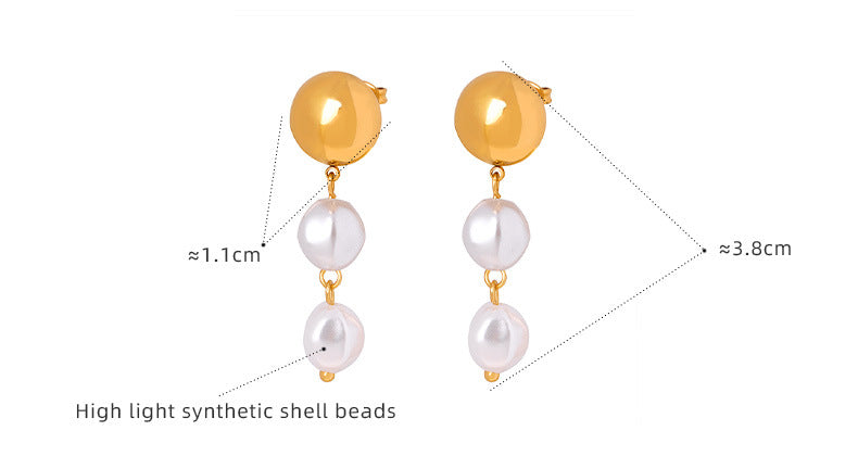 Tassel High Gloss Shell Bead Earrings Stainless Steel