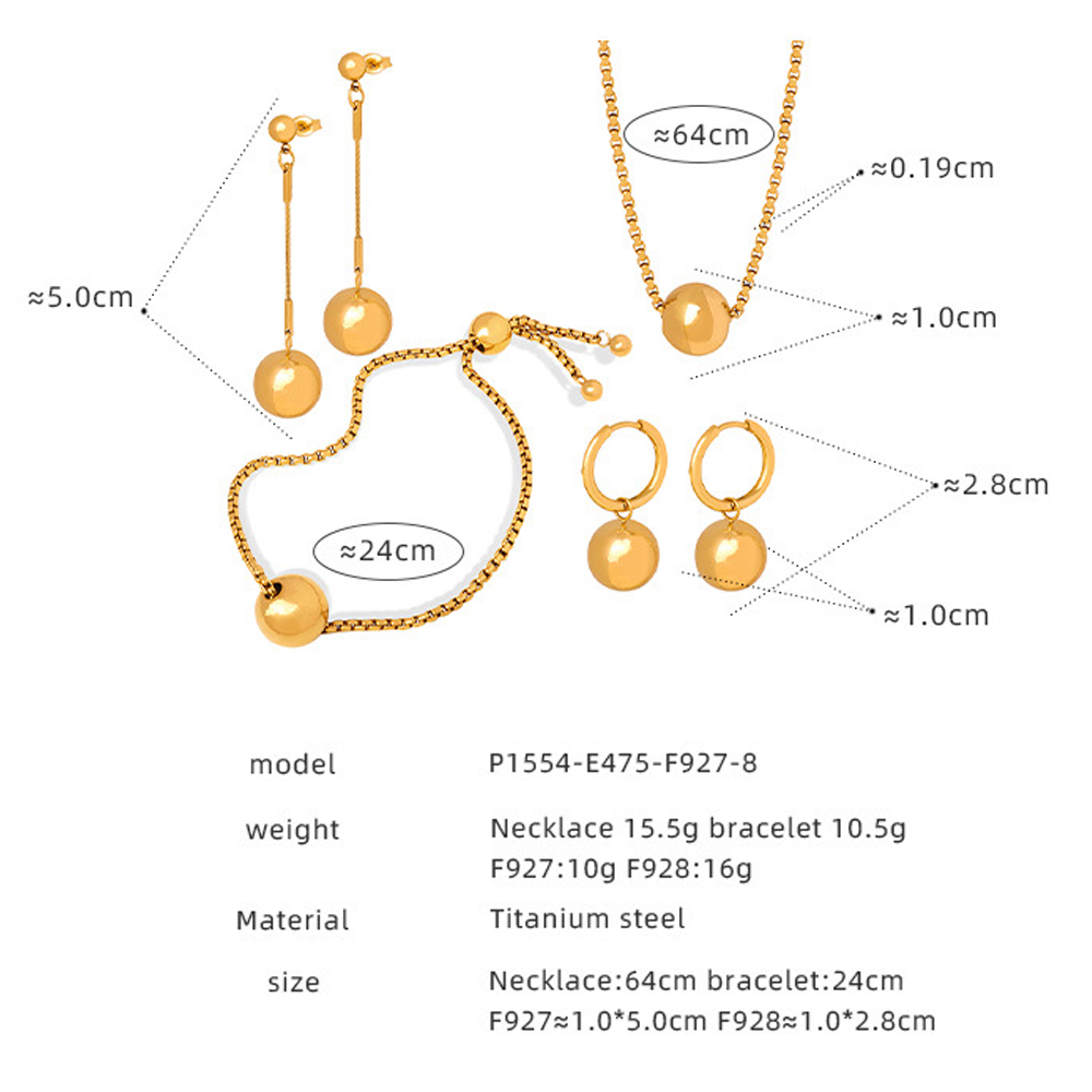镀金球形吊坠耳环