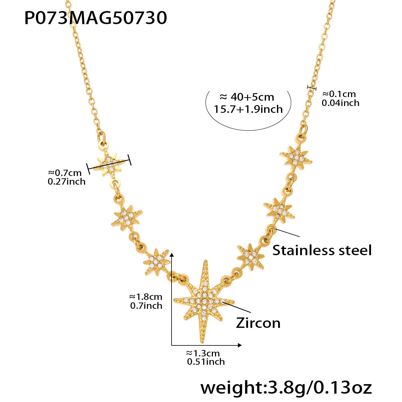 Zircon Eight-pointed Star Multi-accessory Clavicle Necklace Stainless Steel
