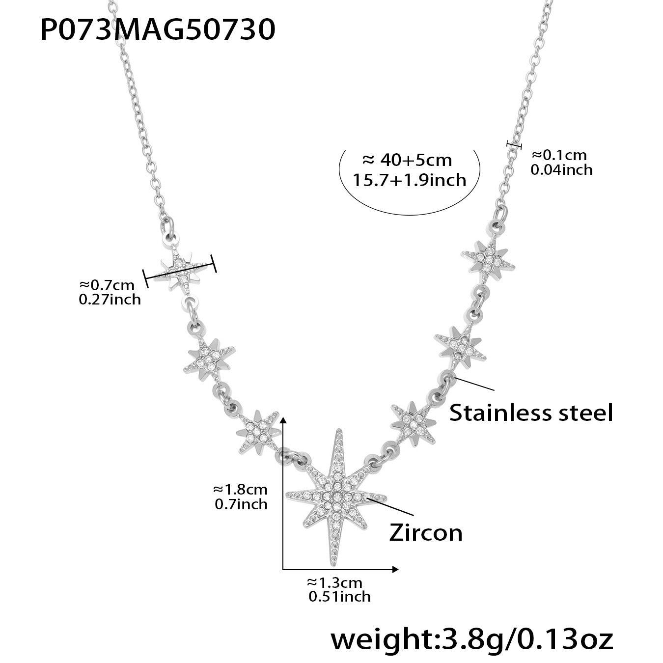 Zircon Eight-pointed Star Multi-accessory Clavicle Necklace Stainless Steel
