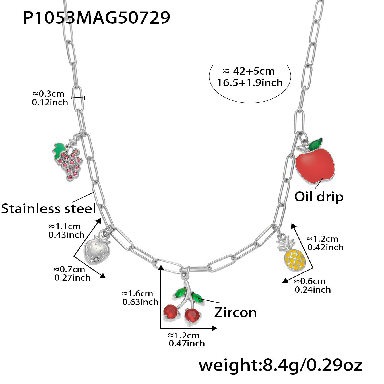 18K金樱桃水果项链 不锈钢项链