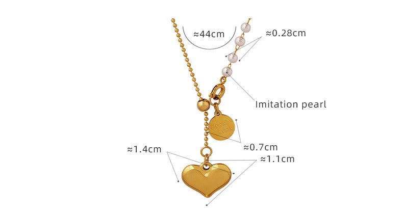 Round Heart Necklace Tassel Clavicle Chain Necklace