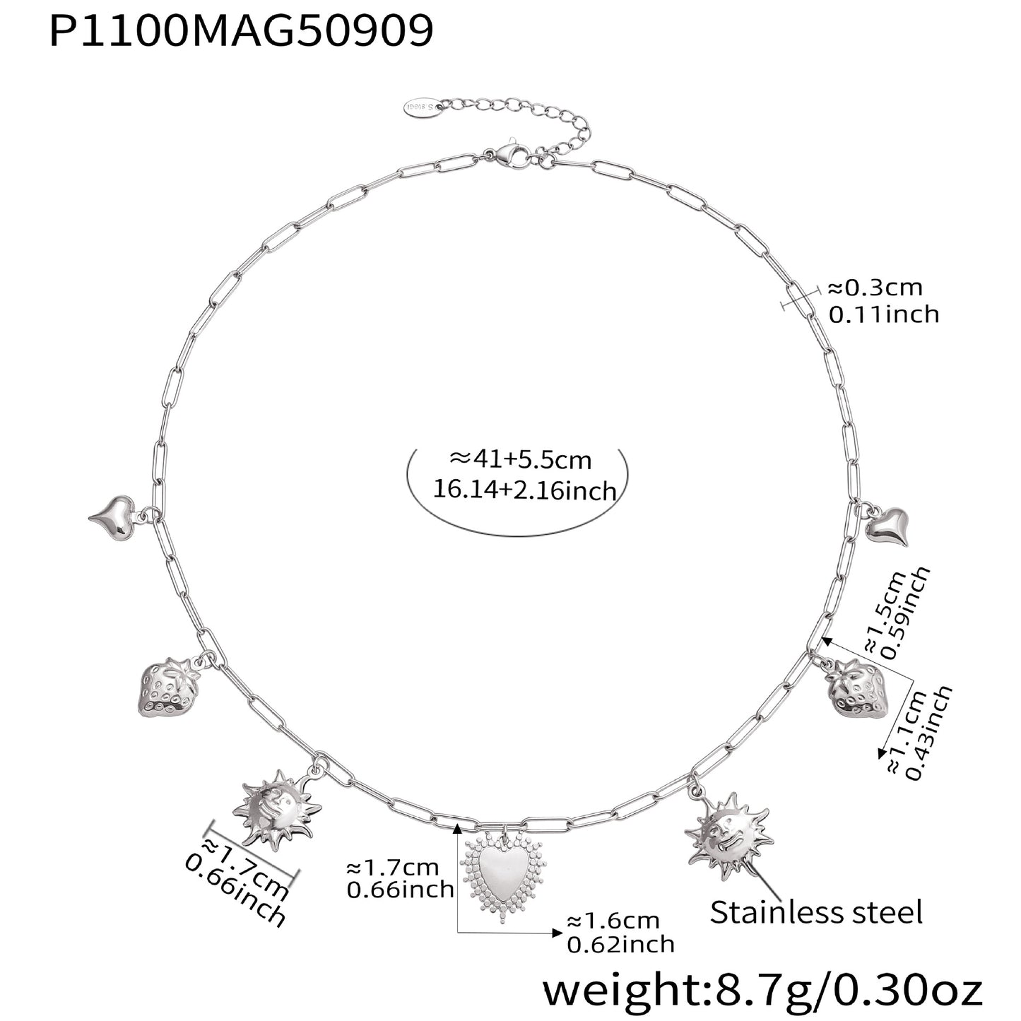 Collar de acero inoxidable con diseño de sol hueco europeo y americano con múltiples accesorios para hacer uno mismo.