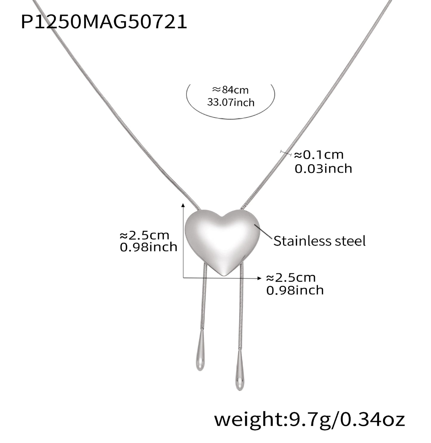 Love Pull Snake Bone Sweater Chain Necklace Stainless Steel