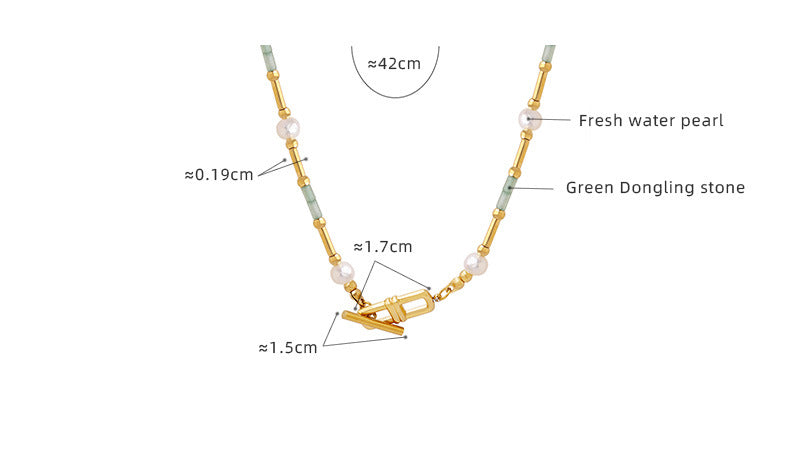 Collar con cierre OT de perlas de agua dulce y aventurina