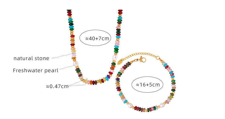 Natural Stone Beads Freshwater Pearl Necklace