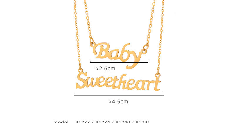 Stainless Steel Gold-plated Letter Pendant Necklace