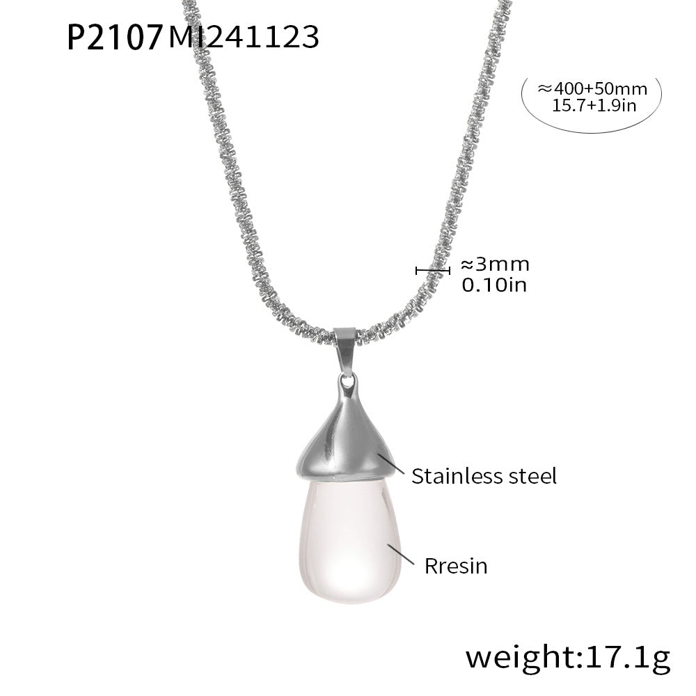 Stainless Steel Resin Water Drop Pendant Necklace