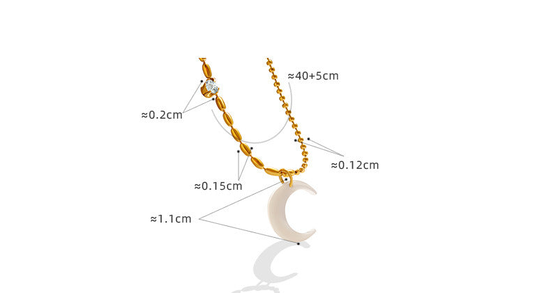 Women's White Seashell Crescent Bay Zircon Necklace