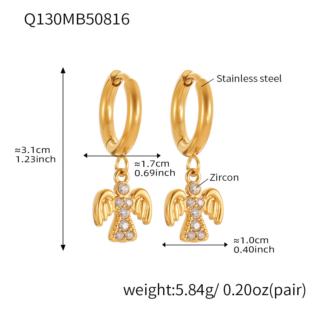 Super Shiny 5A Zircon Little Angel Pendant Earrings