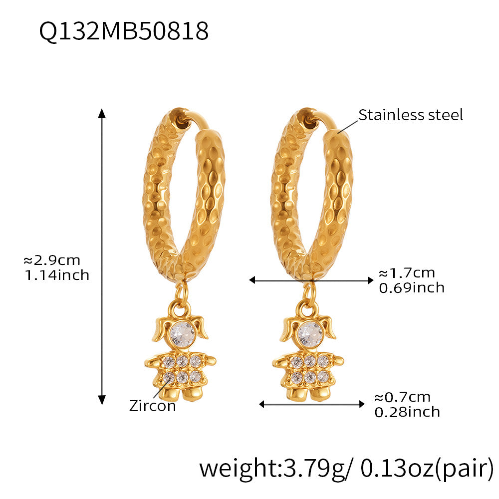 Exquisite Little Prince Stainless Steel Earrings With Diamonds