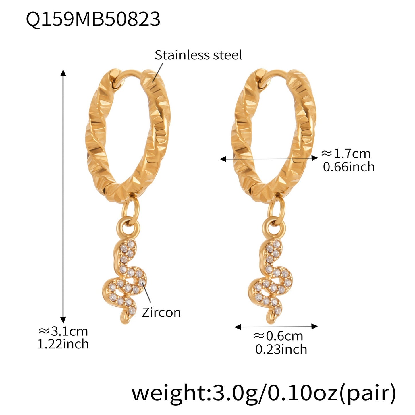Exquisite 5A Zircon Stainless Steel Earrings Women