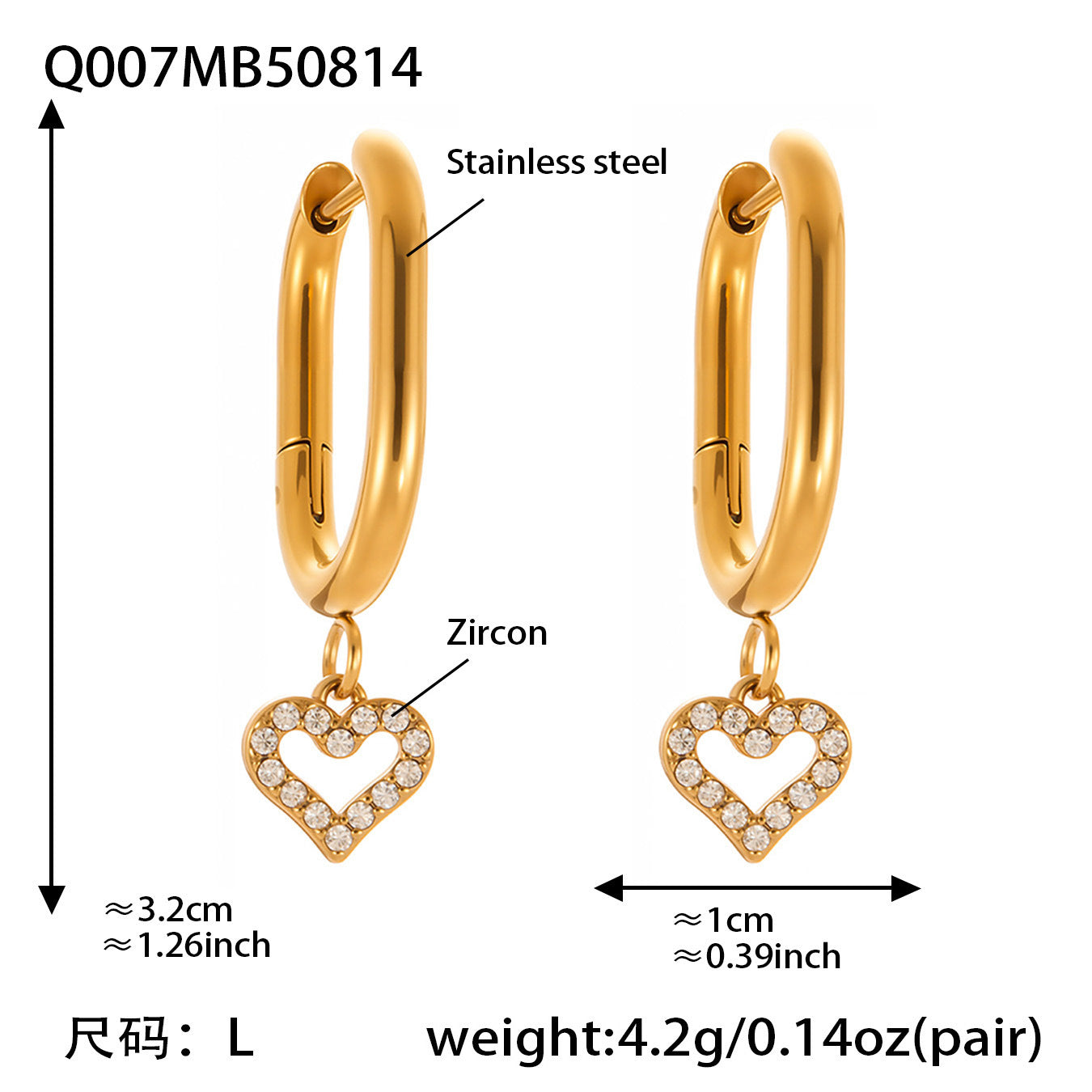 Hollow Heart Pendant With Floral Pattern Earrings Stainless Steel