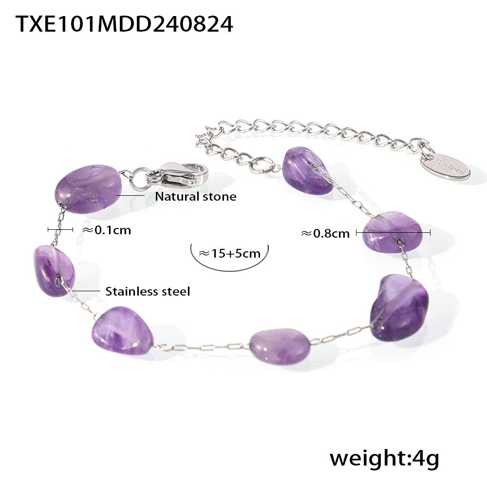 Irregular Purple Natural Stone Bracelet