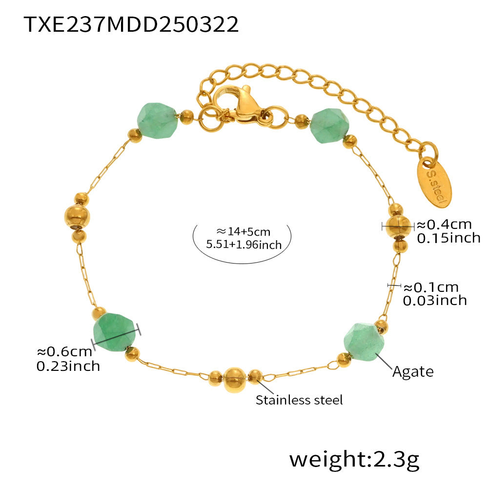 Faceted Agate Handmade Bracelet Stainless Steel
