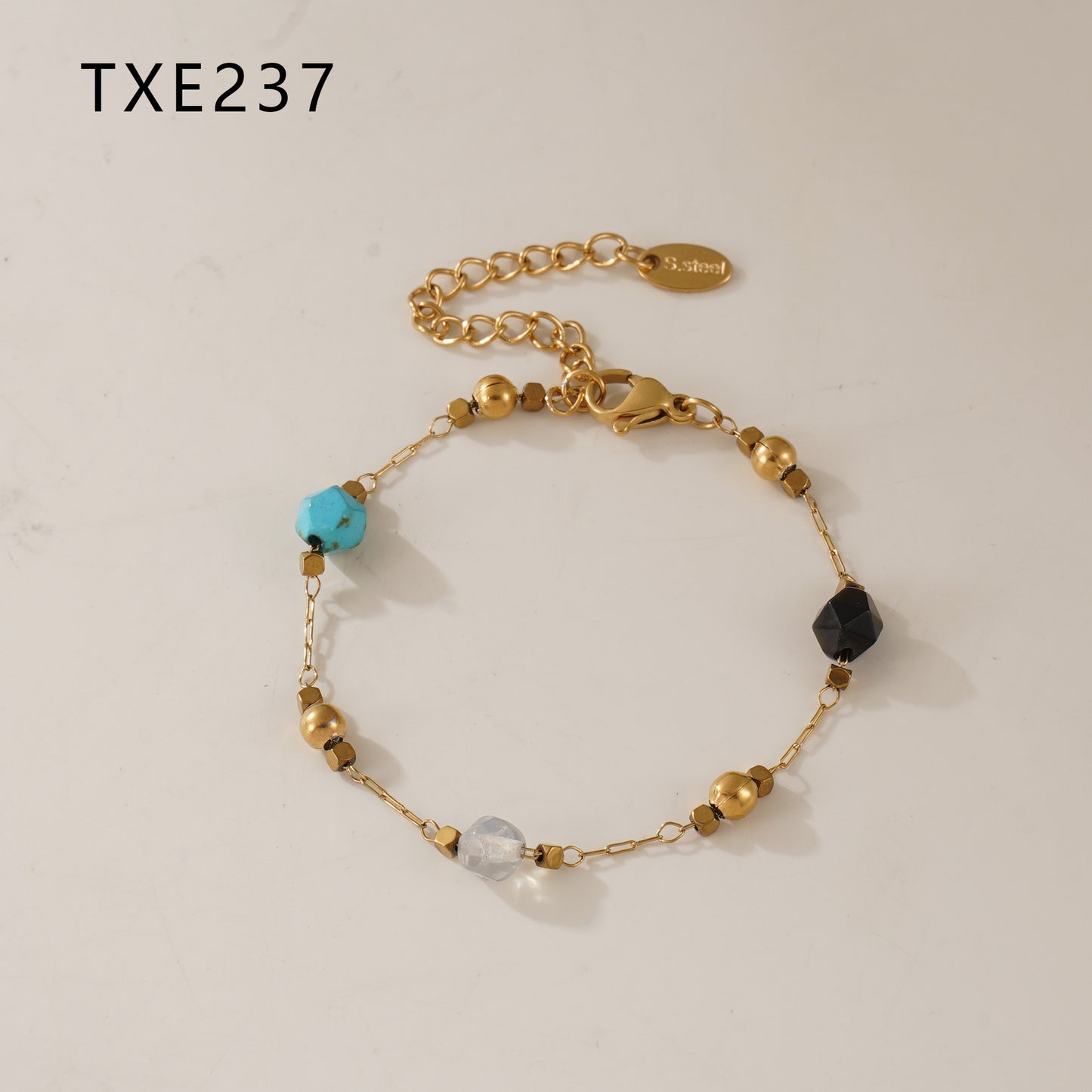 Faceted Agate Handmade Bracelet Stainless Steel