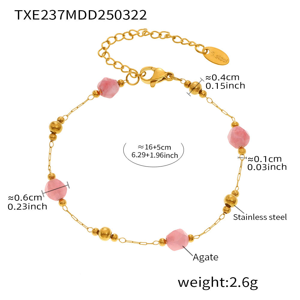 Faceted Agate Handmade Bracelet Stainless Steel