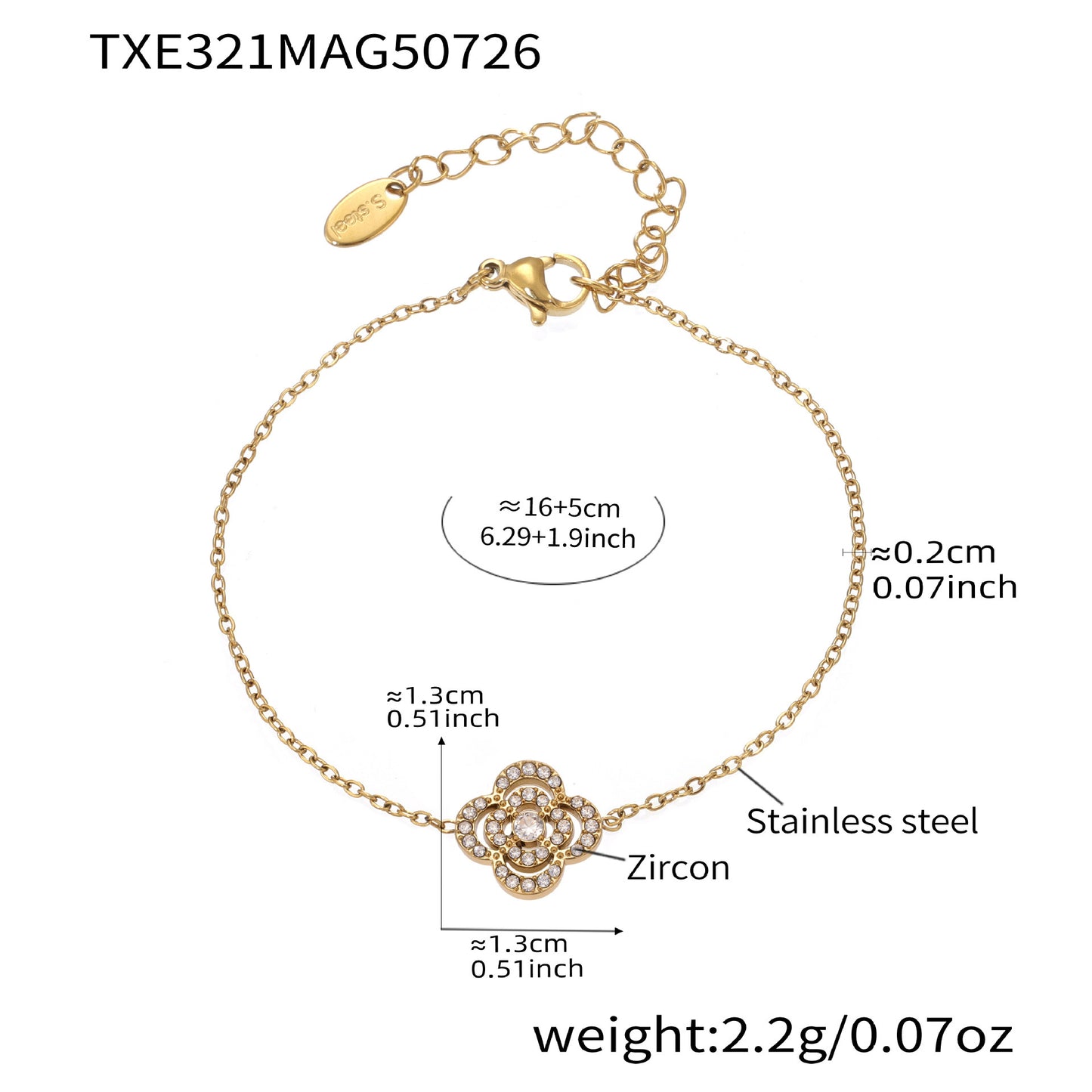 Four-leaf Flower Five-pointed Star Zircon Double-layer Bracelet Stainless Steel