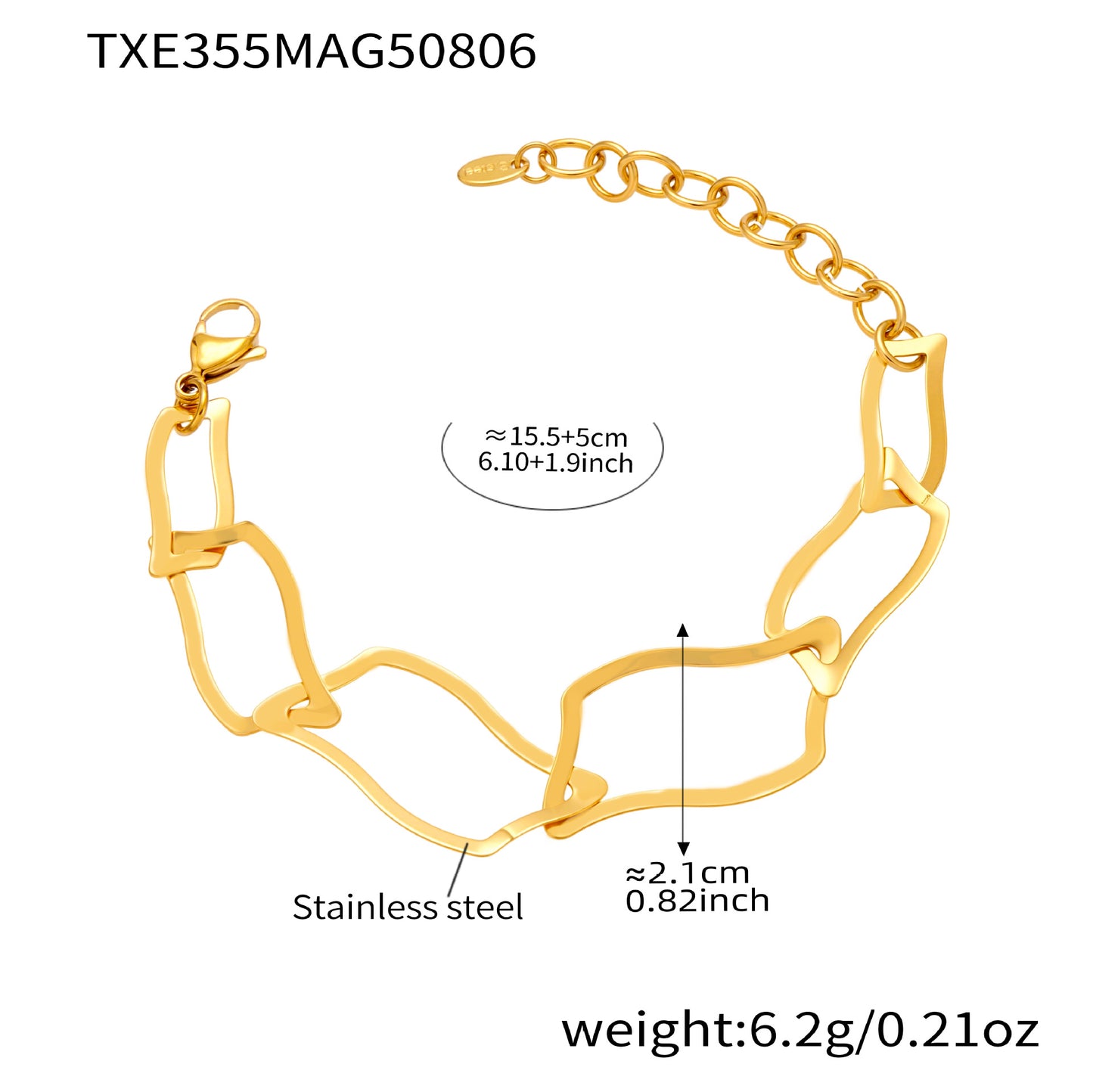 18k Gold Irregular Quadrilateral Size Combination Bracelet