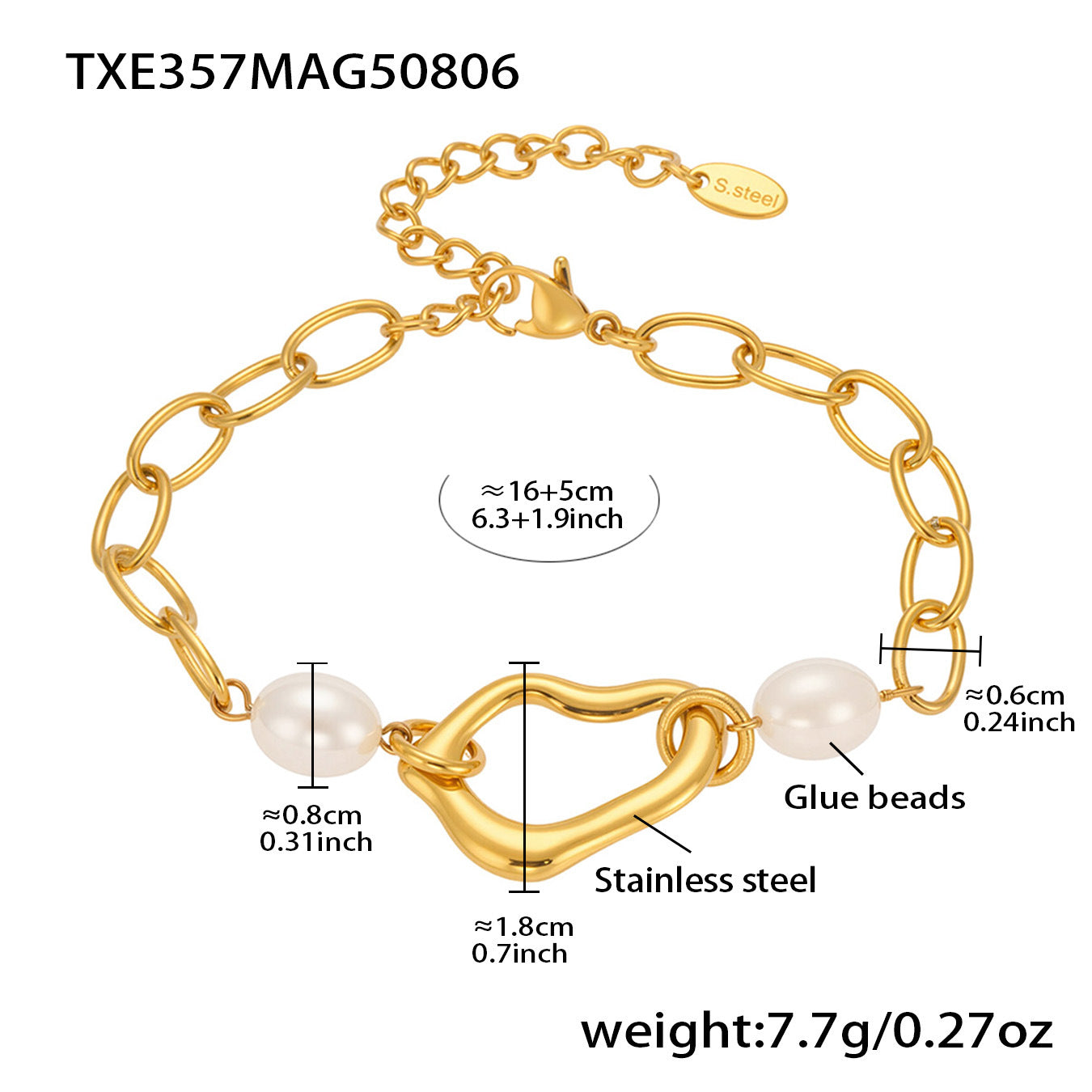 Irregular Heart Design Stainless Steel Bracelet
