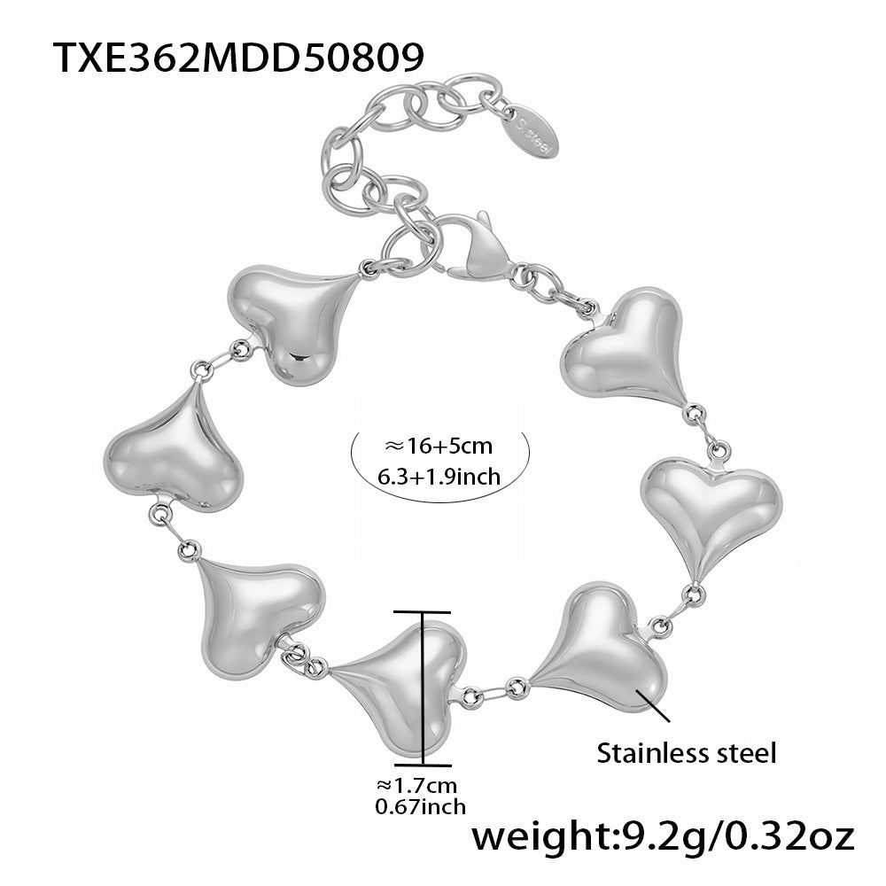 Polished Hollow Heart Necklace Stainless Steel